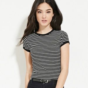 Forever 21 Black and White Striped Tshirt